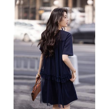 BY23464# 时尚卡通网纱连衣裙女夏季新款洋气裙子女 服裝批發女裝批發服飾貨源