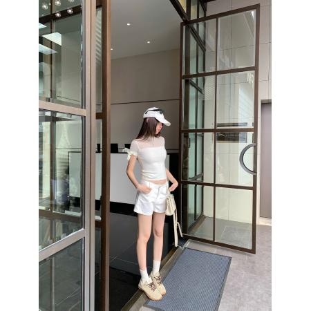 BY23479# 图蝴蝶结镂空圆领针织短袖T恤女夏季新款轻薄绝美上衣 服裝批發女裝批發服飾貨源