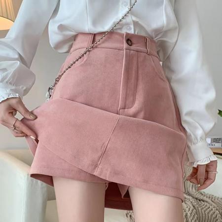 BY23552# 春秋韩国磨毛弹力带假两件裤小A包臀裤裙女好布料 服裝批發女裝批發服飾貨源