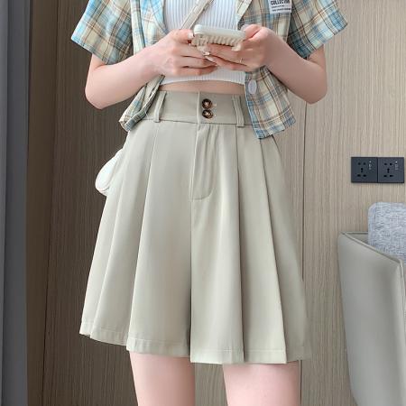 BY23554# 西装收腹短裤女夏季新款高腰a字休闲打底外穿阔腿热裤 服裝批發女裝批發服飾貨源