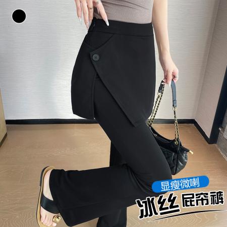 BY23571# 夏新假两件屁帘微喇裤女高腰显瘦百搭休闲裤拖地喇叭裤 服裝批發女裝批發服飾貨源