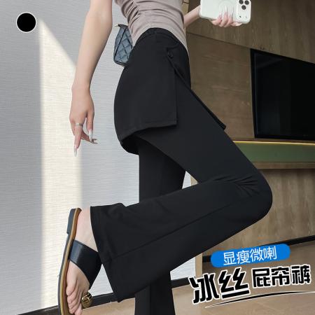 BY23571# 夏新假两件屁帘微喇裤女高腰显瘦百搭休闲裤拖地喇叭裤 服裝批發女裝批發服飾貨源