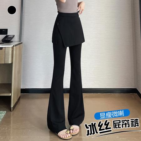 BY23571# 夏新假两件屁帘微喇裤女高腰显瘦百搭休闲裤拖地喇叭裤 服裝批發女裝批發服飾貨源