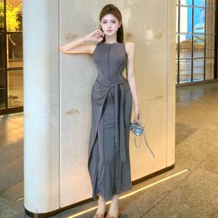 BY23609# 夏季设计感气质高级背心连衣裙女修身遮肚假两件包臀辣妹长裙 服裝批發女裝批發服飾貨源