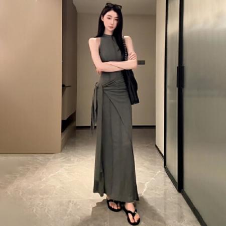 BY23609# 夏季设计感气质高级背心连衣裙女修身遮肚假两件包臀辣妹长裙 服裝批發女裝批發服飾貨源