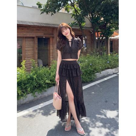 BY23647# 新款大码胖mm夏设计感碎花小衫半身裙时尚减龄两件套女 服裝批發女裝批發服飾貨源