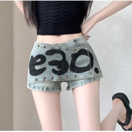 美式纯欲风辣妹设计感弹力牛仔百褶半身裙裤裙 服裝批發女裝批發服飾貨源