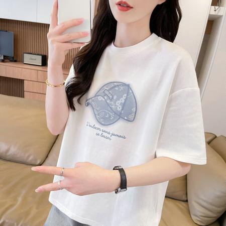 BY23734# 炸街抖音质量原版辅料棉质短袖t恤女潮新款上衣大码女装 服裝批發女裝批發服飾貨源