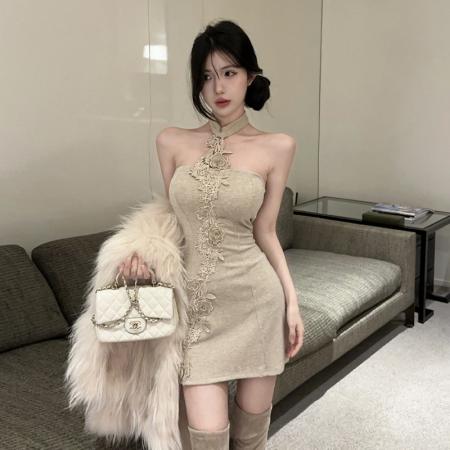 BY24004# 法式性感挂脖...