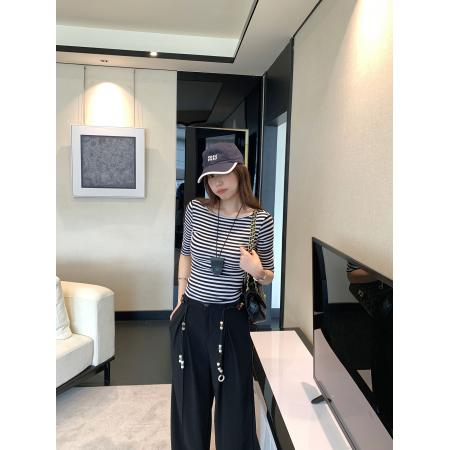 BY24019# 图老钱风修身显瘦条纹露背一字领五分袖T恤女夏新款上衣  服裝批發女裝批發服飾貨源