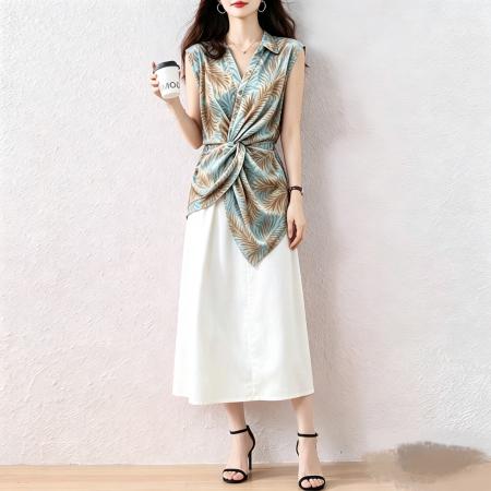 BY24039# 夏季优雅淑女褶皱收腰无袖修身显瘦小衫  服裝批發女裝批發服飾貨源