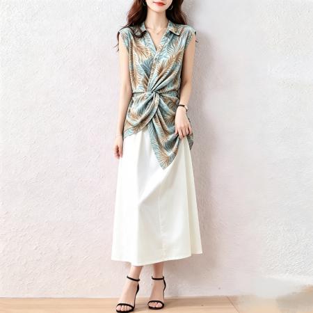 BY24039# 夏季优雅淑女褶皱收腰无袖修身显瘦小衫  服裝批發女裝批發服飾貨源