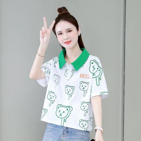 BY24130# polo领短袖T恤女夏季新款韩版洋气时尚百搭设计感上衣ins潮 服裝批發女裝批發服飾貨源