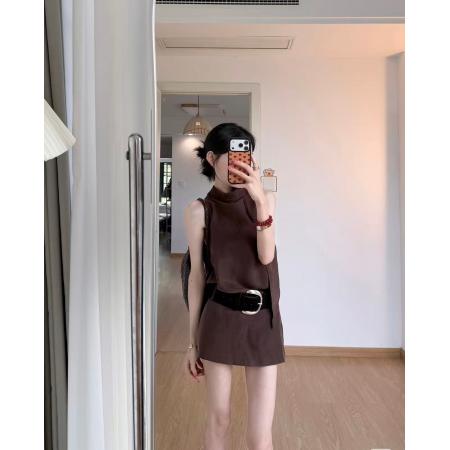 BY24142# 美拉德风无袖背心连衣裙女夏季新款时尚收腰显瘦气质百搭短裙 服裝批發女裝批發服飾貨源