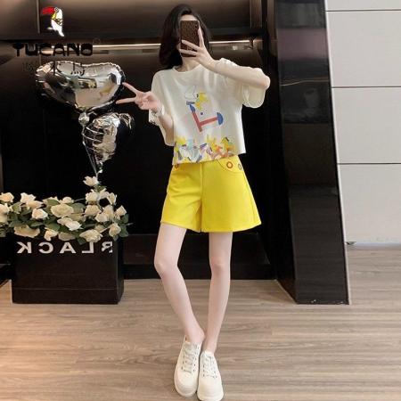 BY24174# 超火巨好看的多巴胺休闲运动套装女夏季减龄小个子短袖短裤两件套 服裝批發女裝批發服飾貨源