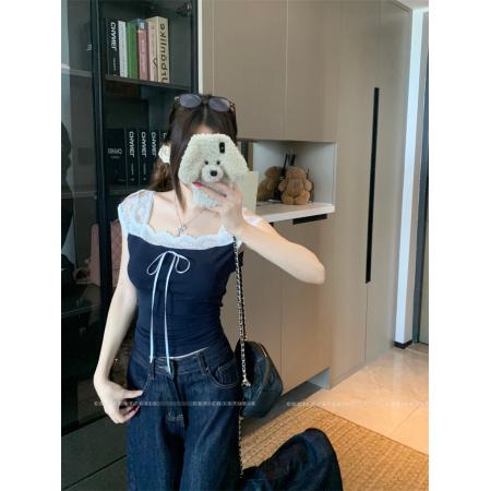 BY24201# 蕾丝拼接短袖T恤女夏修身显瘦甜美气质百搭上衣 服裝批發女裝批發服飾貨源