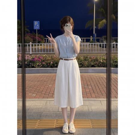 BY24323# 韩系简约气质职场通勤衬衫上衣半身长裙两件套装女夏天 服裝批發女裝批發服飾貨源