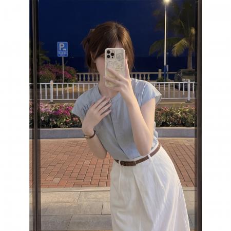 BY24323# 韩系简约气质职场通勤衬衫上衣半身长裙两件套装女夏天 服裝批發女裝批發服飾貨源