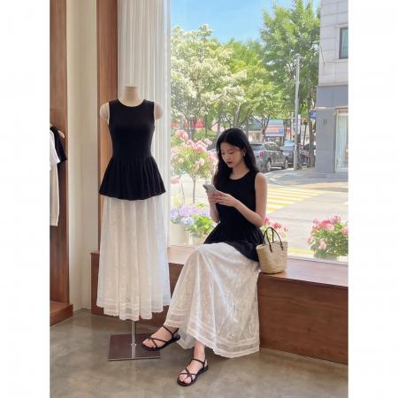 BY24325# 夏季新款女韩系穿搭气质高腰显瘦蕾丝 服裝批發女裝批發服飾貨源