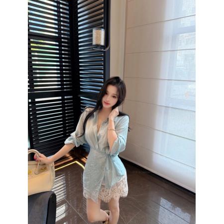 法式蕾丝屁帘绑带衬衫/花边蕾丝短裙 服裝批發女裝批發服飾貨源