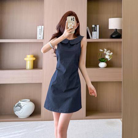 夏季无袖连衣裙短裙校园风浪漫甜美 服裝批發女裝批發服飾貨源