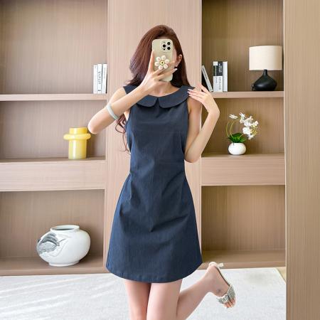夏季无袖连衣裙短裙校园风浪漫甜美 服裝批發女裝批發服飾貨源
