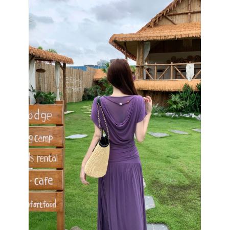 BY24414# 夏季新款气质显瘦时尚休闲荡领收腰上衣胖MM半身裙套装两件套 服裝批發女裝批發服飾貨源