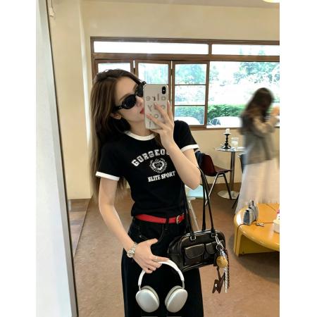 BY24429# 印花短袖T夏季新款百搭圆领上衣 服裝批發女裝批發服飾貨源