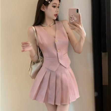 夏季新款穿搭一整套干练气质高端小香风掐腰灰色马甲裤套装女 服裝批發女裝批發服飾貨源