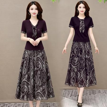新款两件套V领收腰显瘦装连衣裙子 服裝批發女裝批發服飾貨源
