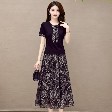 新款两件套V领收腰显瘦装连衣裙子 服裝批發女裝批發服飾貨源