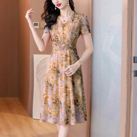 夏季花色泡泡秀装收腰显瘦连衣裙女 服裝批發女裝批發服飾貨源
