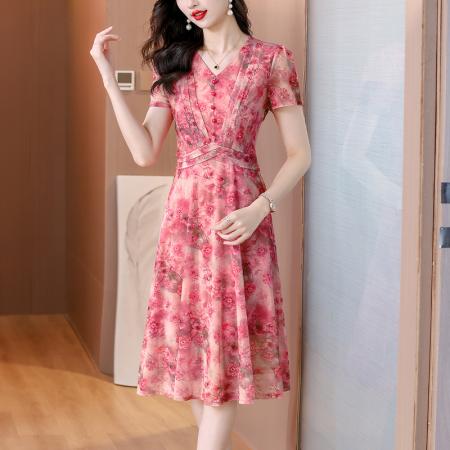 夏季花色泡泡秀装收腰显瘦连衣裙女 服裝批發女裝批發服飾貨源