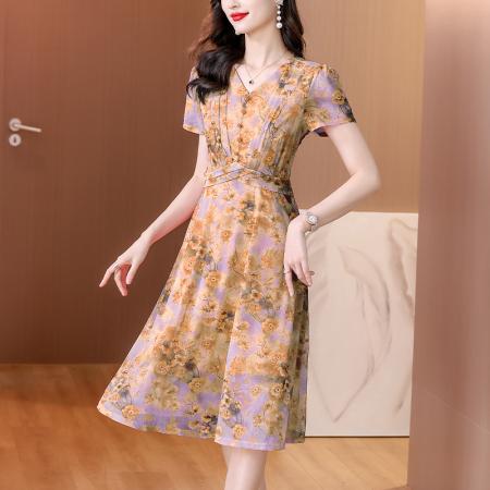 夏季花色泡泡秀装收腰显瘦连衣裙女 服裝批發女裝批發服飾貨源