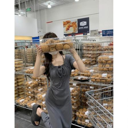 夏季御姐风气质修身挂脖U领长裙辣妹短袖a字裙子 服裝批發女裝批發服飾貨源