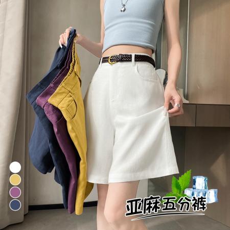 BY24524# 夏季新款天丝亚麻五分裤A字阔腿高腰棉麻薄款短裤女 服裝批發女裝批發服飾貨源