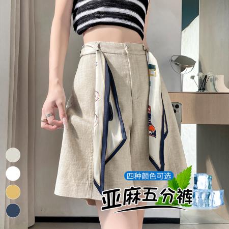 夏季新款棉麻休闲裤女天丝亚麻五分裤阔腿A字短裤薄 服裝批發女裝批發服飾貨源