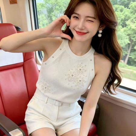 BY24695# 法式重工钉珠镶钻立体花朵圆领无袖针织背心女修身显瘦短款上  服裝批發女裝批發服飾貨源