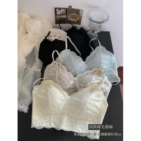 BY24743# 带胸垫蕾丝花边吊带背心女免穿文胸一体式内搭美背内衣  服裝批發女裝批發服飾貨源