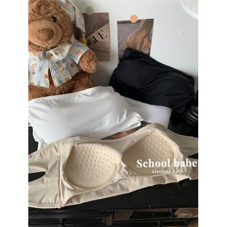 BY24751# 无肩带冰丝内衣文胸固定杯内衣美背防走光抹胸女裹胸  服裝批發女裝批發服飾貨源