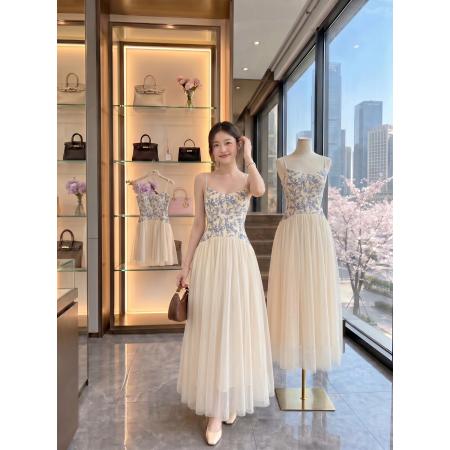 BY24907# 板栗可可Bankelili'中古秀场'Jennie同款天丝收腰网纱塑形礼服裙