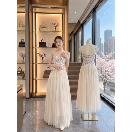 BY24907# 板栗可可Bankelili'中古秀场'Jennie同款天丝收腰网纱塑形礼服裙