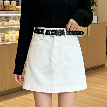 简约牛仔短裙女夏季新款高腰显瘦...