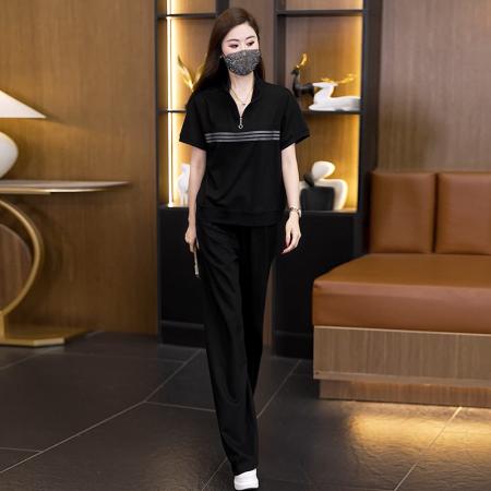 BY24960# 夏装新款时尚休闲显瘦遮肉胖妹妹两件套气质大码女装套装