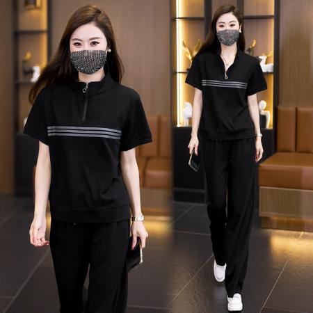 BY24960# 夏装新款时尚休闲显瘦遮肉胖妹妹两件套气质大码女装套装