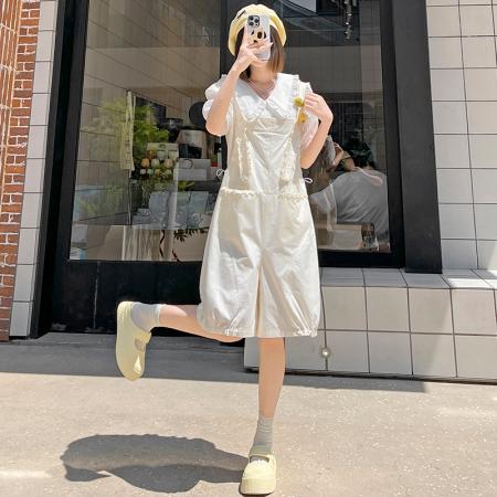 BY25000# 洗水棉背带裤女夏季新款慵懒风百搭小个子宽松休闲直筒裤