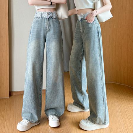 BY25100# 秋新款满天星牛仔裤女设计感宽松直筒阔腿显瘦裤子 服裝批發女裝批發服飾貨源