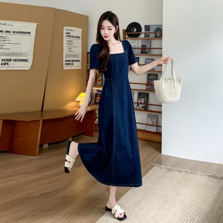BY25104# 夏秋新款宽松休闲百搭牛仔背带裙中长款显瘦连衣裙女 服裝批發女裝批發服飾貨源
