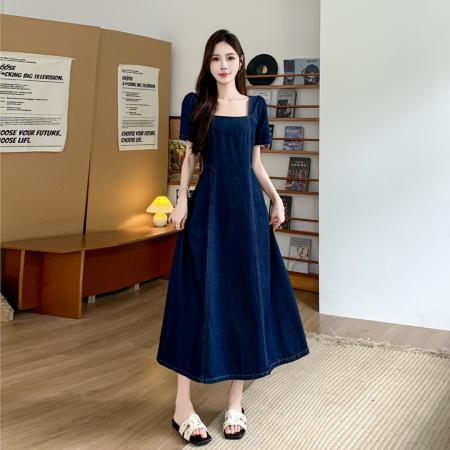 BY25104# 夏秋新款宽松休闲百搭牛仔背带裙中长款显瘦连衣裙女 服裝批發女裝批發服飾貨源
