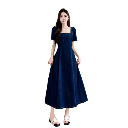 BY25104# 夏秋新款宽松休闲百搭牛仔背带裙中长款显瘦连衣裙女 服裝批發女裝批發服飾貨源